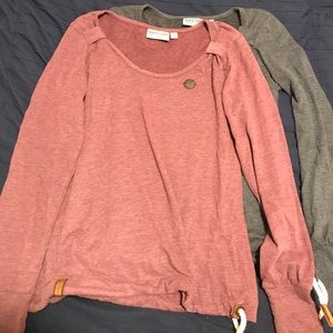 Naketano long sleeve shirt -size S in red and gray